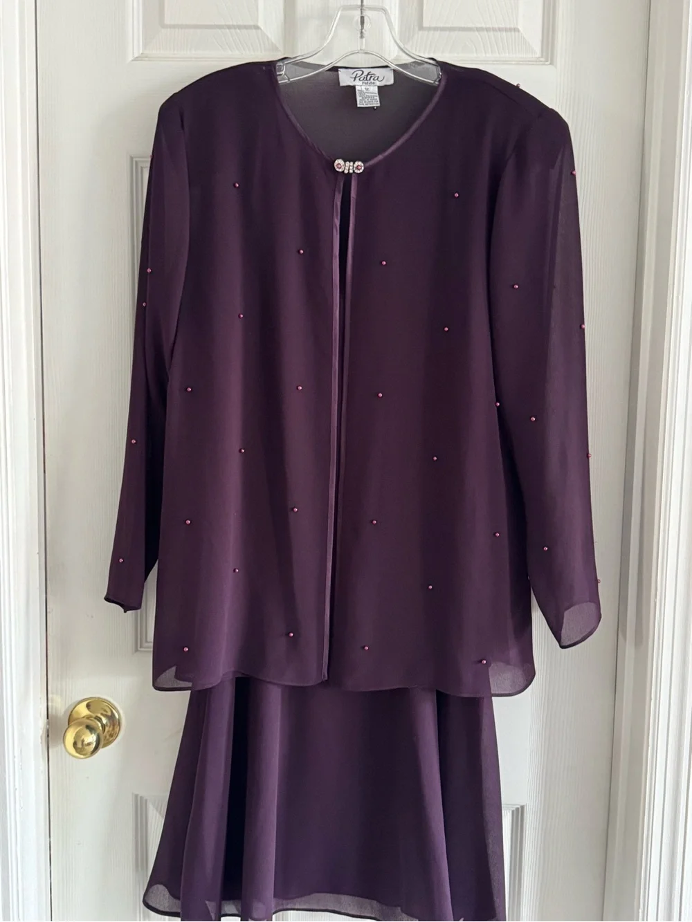 Plaisir Plum Two-Piece Beaded Dress Set